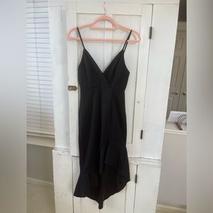 Favlux Cute Black High Low Dress